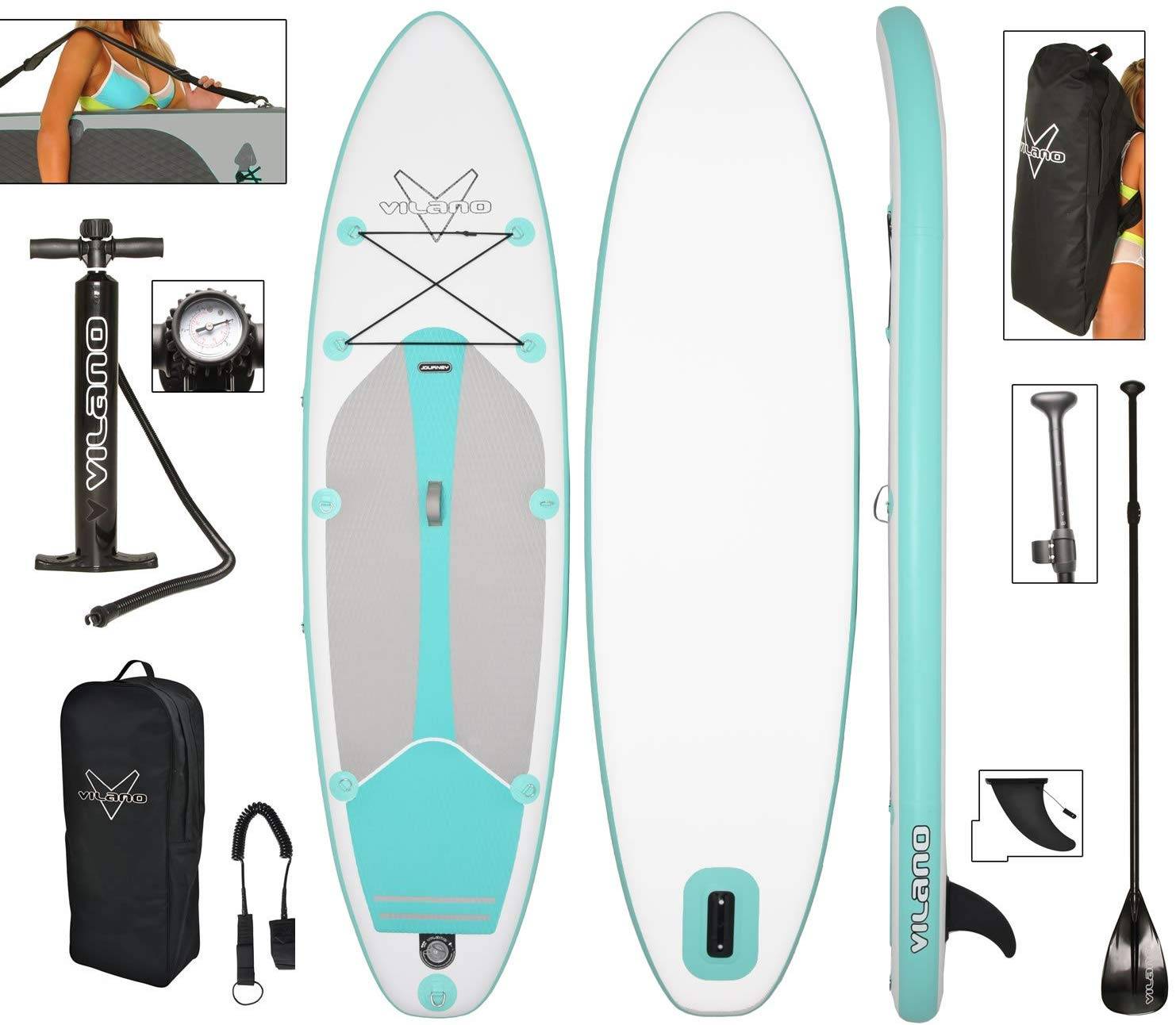 Vilano Journey Inflatable Stand Up Paddle Board Kit | SUP Board Gear