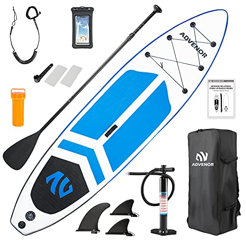 ADVENOR Paddle Board 11'x33 x6 Extra Wide Inflatable Stand Up Paddle Board with SUP Accessories Including Adjustable Paddle,Backpack,Waterproof Bag,Leash,and Hand Pump,Repair Kit (Blue)