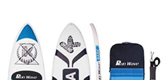 run wave inflatable stand up paddle board 1136 thick non slip deck