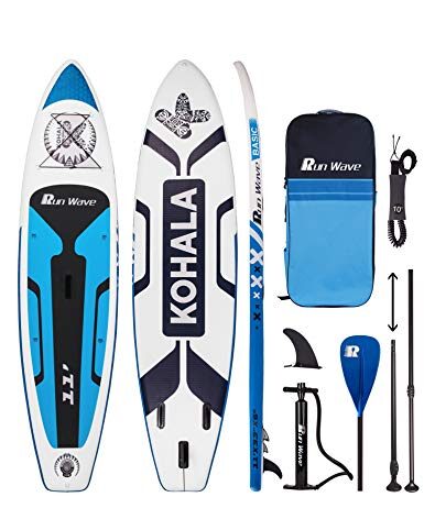 run wave inflatable stand up paddle board 1136 thick non slip deck