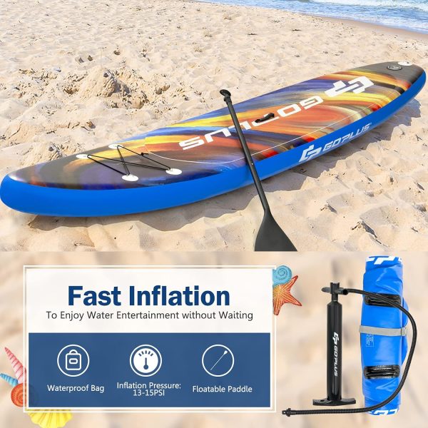 Goplus Inflatable Stand up Paddle Board, 10/10.5/11 SUP 6 Thick with Premium Accessories, Adjustable Aluminum Paddle, Leash, Carry Bag, Hand Pump, Removable Fin, ISUP for Adults