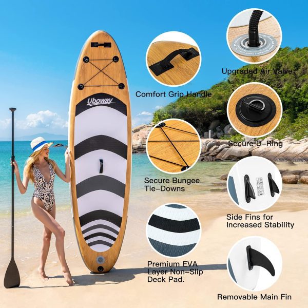 Inflatable Stand Up Paddle Board: Uboway 10 /11 Paddleboard Inflatable Ultra-Light with Premium Sup  Backpack Accessories for All Skill Levels, Non-Slip Deck, Dry Bag  Hand Pump, Sup for Adults
