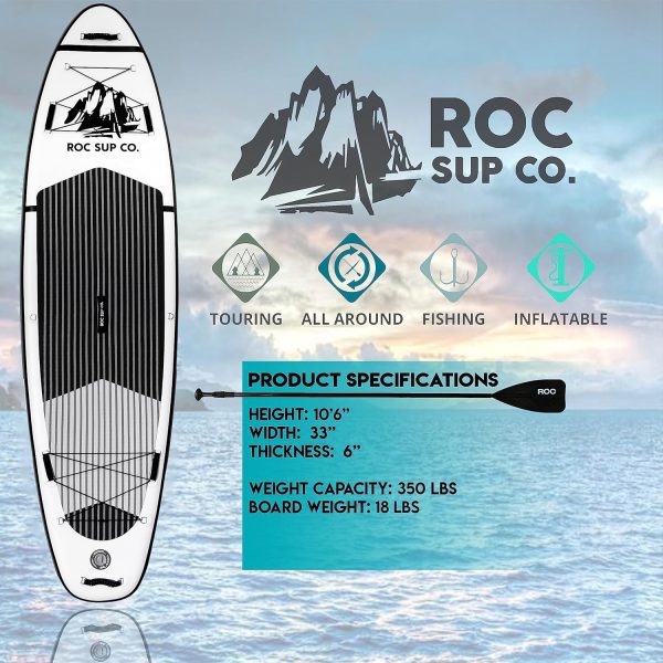 Roc Inflatable Stand Up Paddle Boards with Premium SUP Paddle Board Accessories, Wide Stable Design, Non-Slip Comfort Deck for Youth Adults