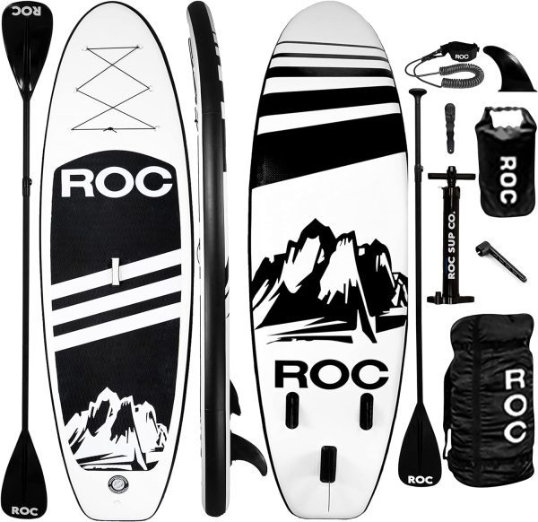 Roc Inflatable Stand Up Paddle Boards with Premium SUP Paddle Board Accessories, Wide Stable Design, Non-Slip Comfort Deck for Youth Adults