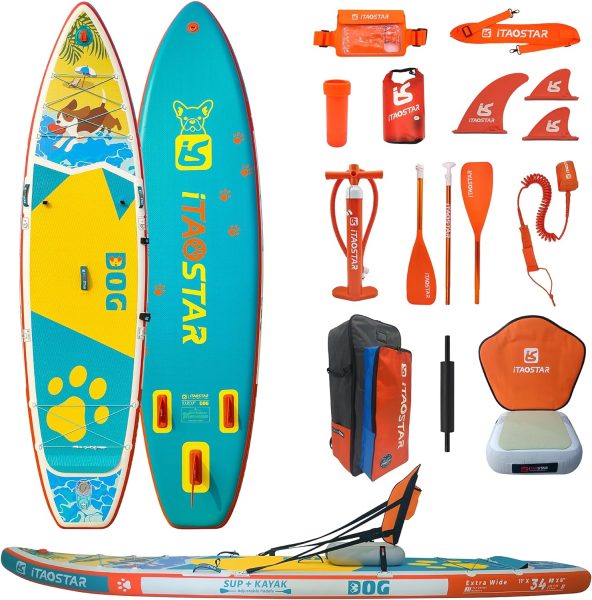 iTAOSTAR 11/106 Inflatable Stand Up Paddle Board with Premium SUP Board Accessories, Adj Paddle, Anti-Slip EVA Deck, 120L Travel Backpack w/Front Pocket | Blow Up Paddle Board for All Skill Levels