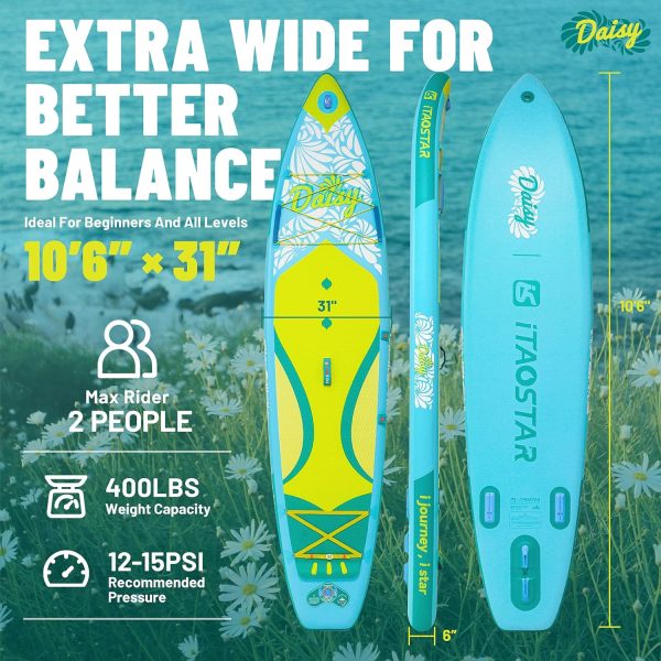 iTAOSTAR 11/106 Inflatable Stand Up Paddle Board with Premium SUP Board Accessories, Adj Paddle, Anti-Slip EVA Deck, 120L Travel Backpack w/Front Pocket | Blow Up Paddle Board for All Skill Levels