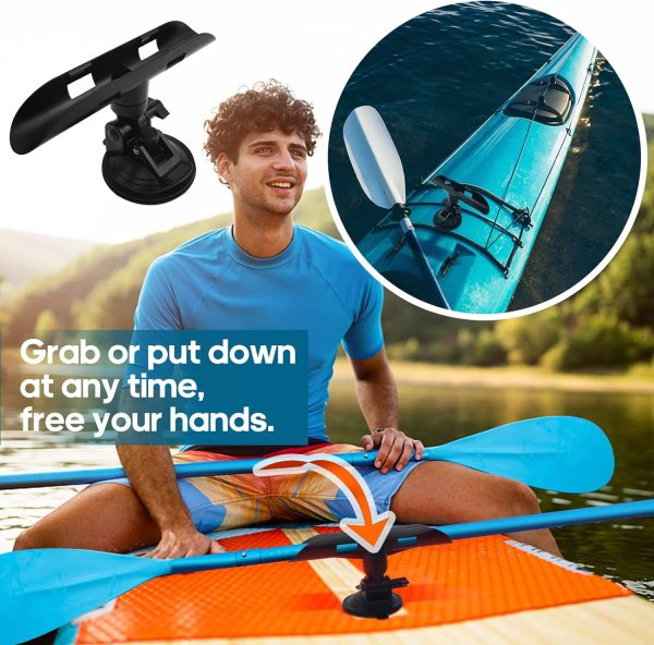 LifeTech Kayak Paddle Holder, Suction Mount Paddle Holder for Kayaking Fishing, 360° Rotatable Paddle Oar Clip Holder Canoe Kayak Accessories Pack of 2
