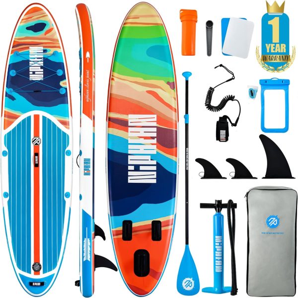 Niphean Inflatable Stand Up Paddle Board with SUP Accessories, Anti-Slip EVA Deck, 10’6’’ Inflatable Paddle Boards for Adults Youth of All Skill Levels