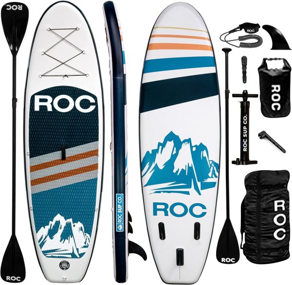 Roc Inflatable Stand Up Paddle Boards with Premium SUP Paddle Board Accessories, Wide Stable Design, Non-Slip Comfort Deck for Youth  Adults