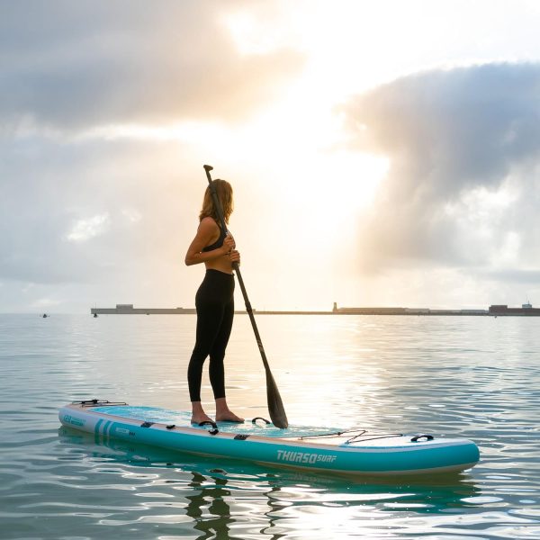 THURSO SURF Tranquility Yoga Inflatable Stand Up Paddle Board SUP 108 x 34 x 6 Two Layer Deluxe Package Includes Carbon Shaft Paddle/2+1 Quick Lock Fins/Leash/Pump/Roller Backpack