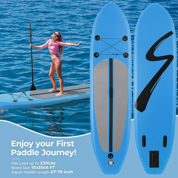 TLSUNNY 10FT Inflatable Stand Up Paddle Board, 3 Fins Paddleboard with Full SUP Accessories for All Skill Levels, Portable Two-Way Hand Pump and Carry Bag, for Yoga Touring Fishing