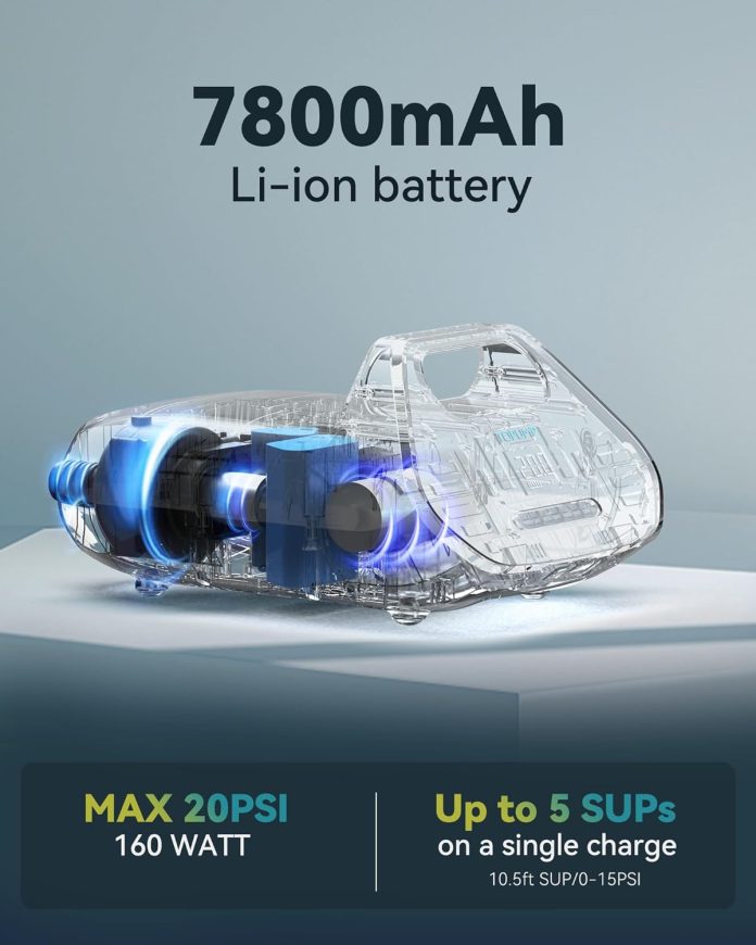 topump 7800mah rechargable sup air pump tps300 review