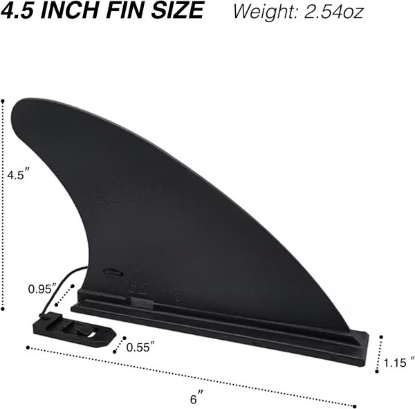 UPWELL SUP Center Fin  2 Side Fins with No-Tool Fin Screw, Fiberglass Reinforced 9  4.5 inch SUP Replacement Fins for Surfboard, Stand-up Paddle Board, Longboard, (Set of 3), Black