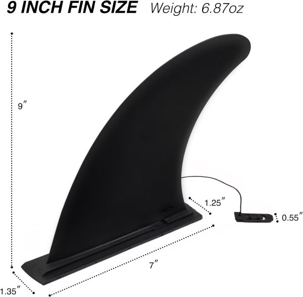 UPWELL SUP Center Fin  2 Side Fins with No-Tool Fin Screw, Fiberglass Reinforced 9  4.5 inch SUP Replacement Fins for Surfboard, Stand-up Paddle Board, Longboard, (Set of 3), Black
