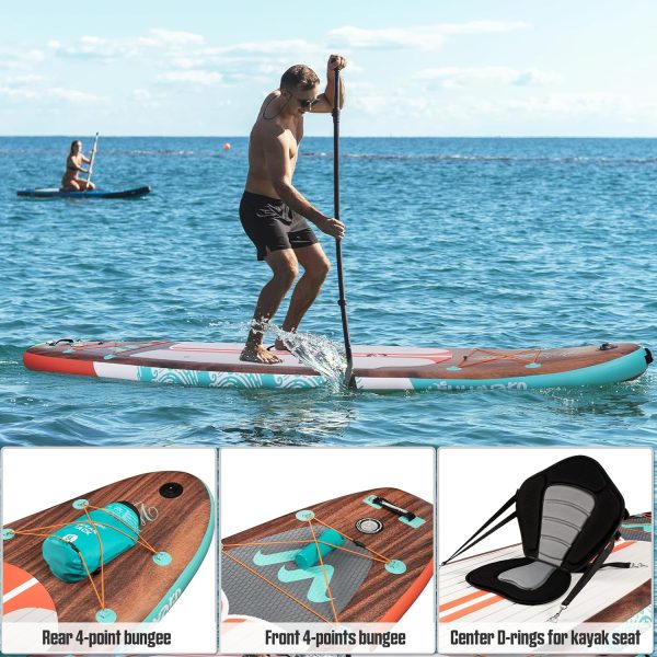 Winnovate 11x34/116x35 Inflatable Stand Up Paddle Board, Extra Wide Paddle Board for Family, Surfboard, Fishing, All-Round Sup Board with Non-Slip Deck, Shoulder Strap, Camera Mount, 5L Dry Bag
