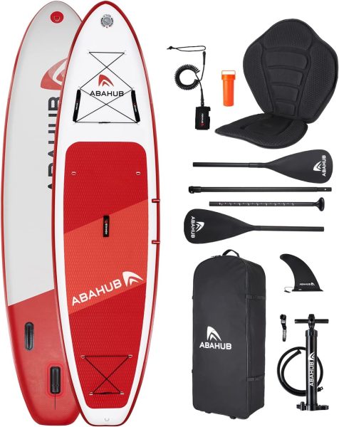 Abahub Inflatable SUP, Wide 106 x 31/34 x 106 iSUP, Blue Standup Paddleboard with Adjustable SUP Kayak Paddle, for Yoga, Paddle Board, Kayaking, Surf, Canoe, Fishing
