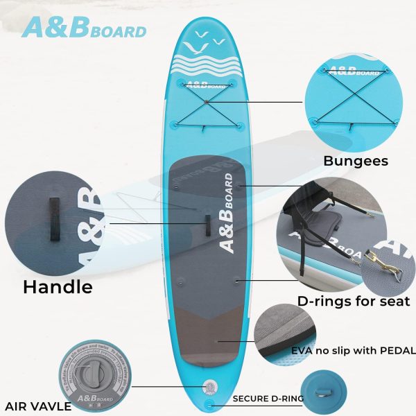 ABBOARD Inflatable Stand Up Paddle Board, 10ft/11ft Paddle Boards for Adults with Premium SUP Paddleboard Accessories Backpack, Dual Action Pump, Wide Stable Design, Non-Slip Comfort Deck for Beginners Experts
