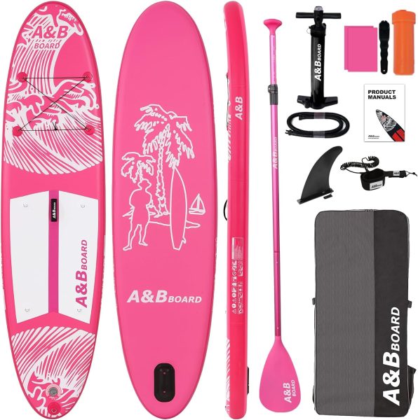ABBOARD Inflatable Stand Up Paddle Board, 10ft/11ft Paddle Boards for Adults with Premium SUP Paddleboard Accessories Backpack, Dual Action Pump, Wide Stable Design, Non-Slip Comfort Deck for Beginners Experts