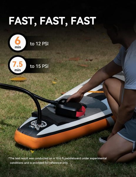AIRBANK 20PSI Paddle Board Pump The Puffer Pro, Rechargeable SUP Pump, Dual Stage Auto Off Air Pump for Paddleboard, Kite, Tent, Mattress