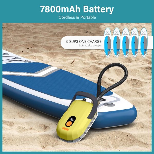 AIRBANK 7500mAh SUP Pump Whale Shark Pro, 20PSI Paddle Board Pump Dual Stage Auto Off for Paddleboard Tent Mattress