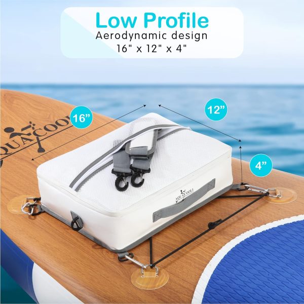 AQUA COOLI Paddleboard Accessories Cooler - Stand Up Paddleboard Cooler - SUP Cooler Deck Bag with Removable Carry Strap 2 Large Zippered Mesh Pockets - Low Profile Insulated Paddle Board Cooler