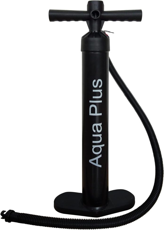 aqua plus inflatable stand up paddle board high pressure double action sup pump black 63cm