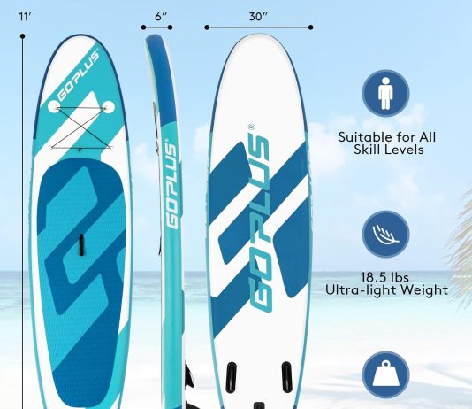 augester 1010511 inflatable lightweight stand up paddle board premium yoga board wdurable sup accessories with fins carr 23