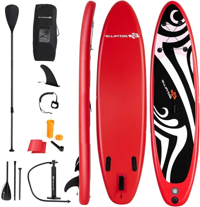 augester 1010511 inflatable lightweight stand up paddle board premium yoga board wdurable sup accessories with fins carr 8