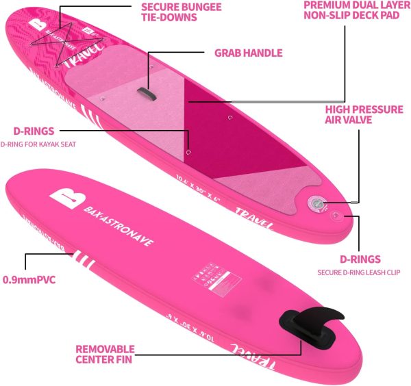 BAX ASTRONAVE 10.6ft Inflatable Paddle Board for Adults(6 Thick,150kg Capacity) Stand Up Paddle Board with Premium Accessories,Double Action Pump, Backpack,Kayak Paddle