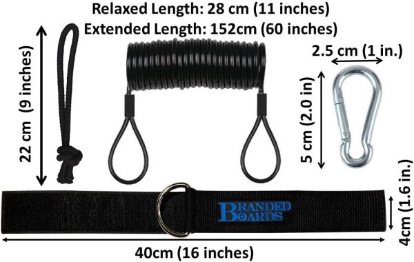 Branded Boards Safety Leash with Heavy Duty Wrist/Ankle Cuff, Carabiner  Paracord Loop. Boogie Boards, Snowboards, Surf Boards, SUP, Ski Scooters, Snowskates, Sleds, Dog Pet Lanyard