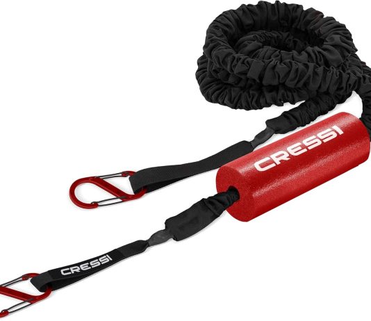 cressi trailer leash for towing and mooring sup boards with carabiners for quick catch and release