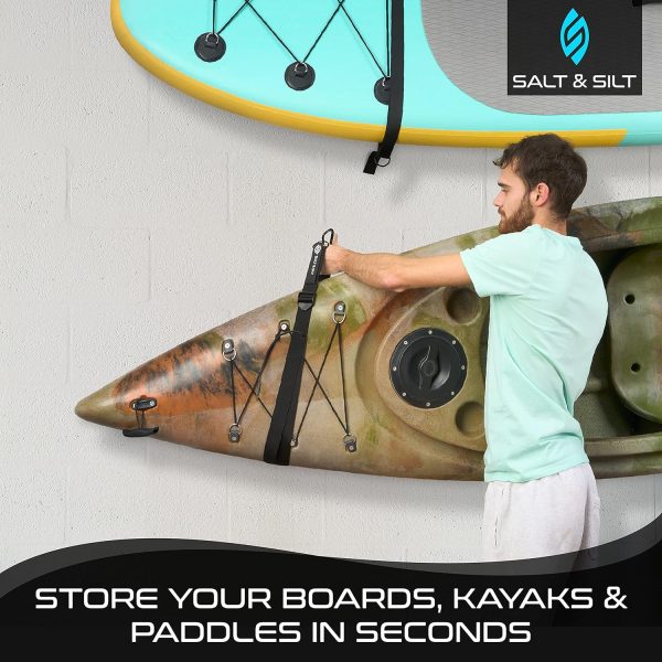 Double Kayak Storage Straps – Hang Your SUP Paddle Board, Surfboard or Kayak Safe  Sound with The Adjustable  Strong Straps which Handle up to 200lbs