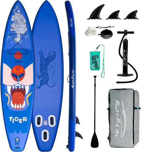 FEATH-R-LITE Inflatable Stand Up Paddle Board Ultra-Light SUP with Premium Paddleboard Accessories, Multifunctional Paddle Boards Non-Slip Deck Design for Adults and Youth