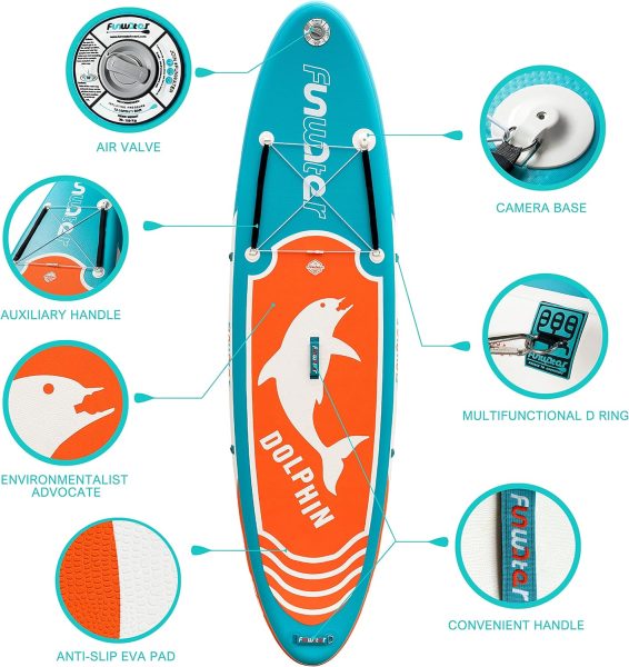 FunWater SUP Inflatable Stand Up Paddle Board Ultra-Light Inflatable Paddleboard with ISUP Accessories, Fins, Kayak Seat, Adjustable Paddle, Pump, Backpack, Leash, Phone Waterproof Bag
