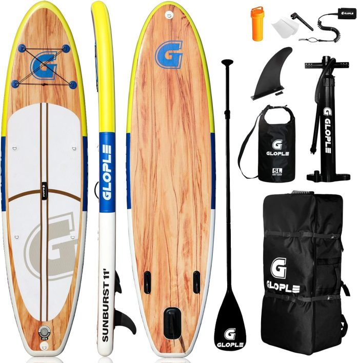glople inflatable stand up paddle board 10611 sup waccessories backpack adj paddle double action pump waterproof bag lea