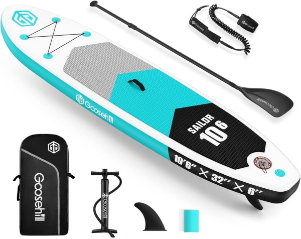 Goosehill Inflatable Stand Up Paddle Board, Reinforced Double Layer All-Around Paddleboard for All Skill Level, Ultra Light, Stable and Reliable with Premium SUP Package,SUP Seat Included