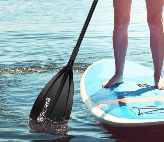 goosehill stand up paddle board paddles 3 pieces adjustable floating lightweight aluminium paddle for surfing sup black 1