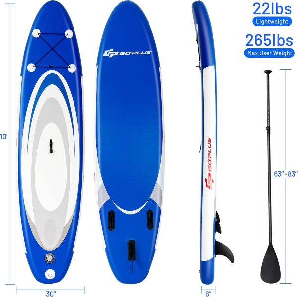 Goplus Inflatable Stand Up Paddle Board, 10ft/11ft SUP with Accessory Pack, Adjustable Paddle, Carry Bag, Bottom Fin, Hand Pump, Leash and Repair Kit
