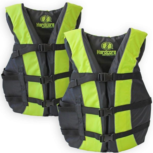 Hardcore Life Jacket 2 Pack Paddle Vest for Adults; Coast Guard Approved Type III PFD Life Vest Flotation Device; Jet ski, Wakeboard, Hardshell Kayak lufe Jacket; Ideal Extra Pontoon Boat Life Jacket