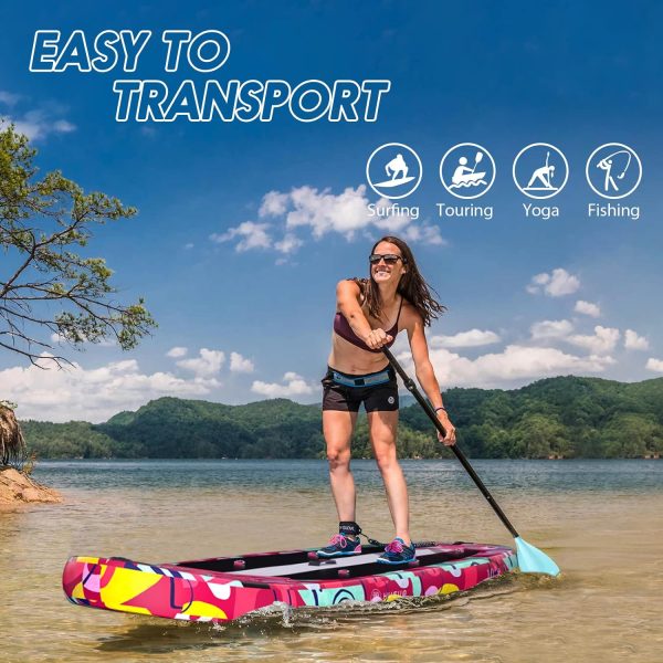 HYSUM Inflatable Stand Up Paddle Board, 106x30x6 Ultra-Light Paddleboards for All Skill Levels with SUP Accessories, Paddle, Fins, Leash, Pump, Backpack