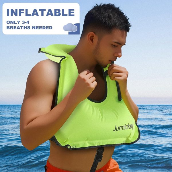 Inflatable Snorkel Vest Adults, Portable Snorkel Jacket, Buoyancy Vest for Snorkeling, Swimming, Kayaking, Boating, Safety Load Up to 220 Ibs