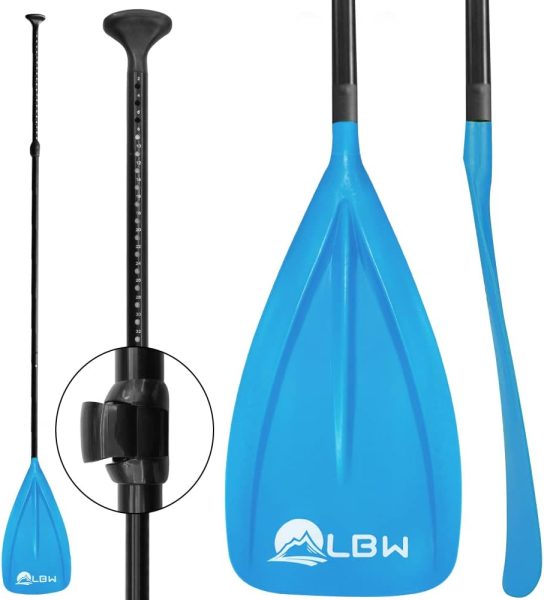 LBW Paddle Board Paddle, Adjustable 3-Pieces SUP Paddle, Aluminium Alloy Floating Replacement Paddle for Paddle Board, Stand Up Paddle with Storage Bag, Telescopic Portable Paddle Oars