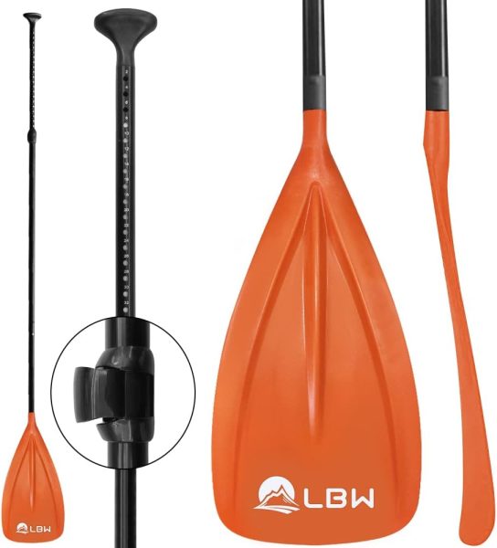 LBW Paddle Board Paddle, Adjustable 3-Pieces SUP Paddle, Aluminium Alloy Floating Replacement Paddle for Paddle Board, Stand Up Paddle with Storage Bag, Telescopic Portable Paddle Oars