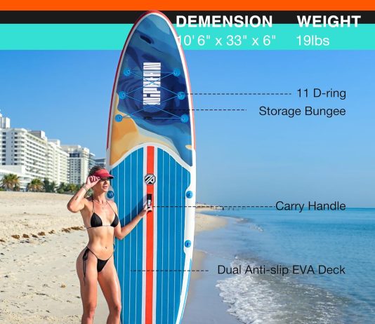 niphean inflatable stand up paddle board with sup accessories anti slip eva deck 106 inflatable paddle boards for adults 1