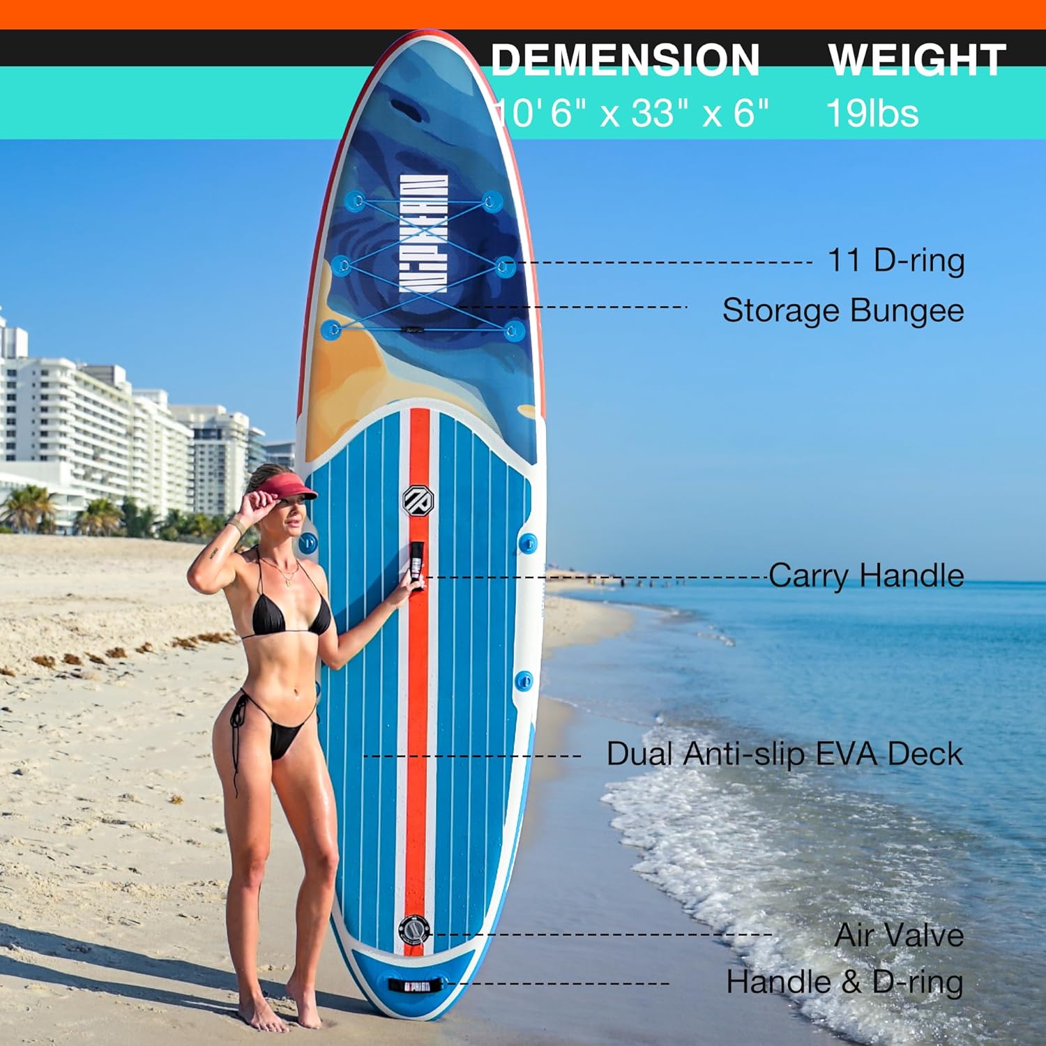 niphean inflatable stand up paddle board with sup accessories anti slip eva deck 106 inflatable paddle boards for adults 1