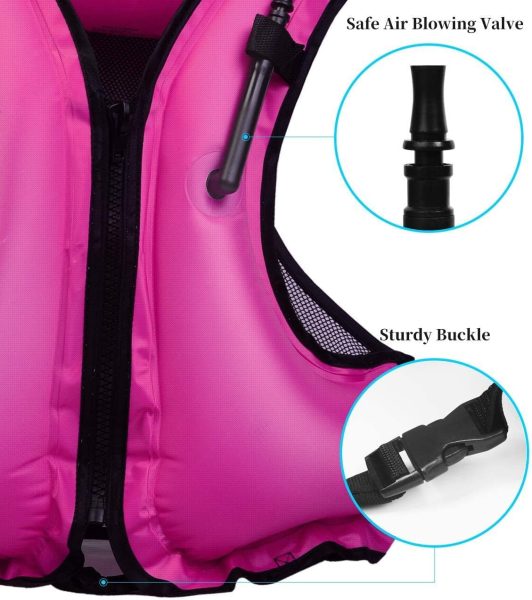 OMOUBOI Snorkel Vests Adults Inflatable Floatage Jackets Lightweight Kayak Buoyancy Vest Portable Floatage Vests for Diving Surfing Swimming Outdoor Water Sports (Suitable for 100-220lbs)