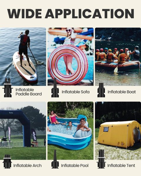 OutdoorMaster Inflatable Boat Sup Pump Adapter  Air Hose Kit, Electric Paddle Board Pump Sup Air Pump Accessories with 7 Air Valve Nozzles for Inflatable Stand Up Paddle Board/Boat/Tent/Pool