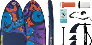 overmont sup inflatable stand up paddleboard non slip lightweight foldable with paddle board accessories including adjus