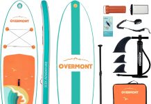 overmont sup inflatable stand up paddleboard non slip lightweight foldable with paddle board accessories including adjus 4