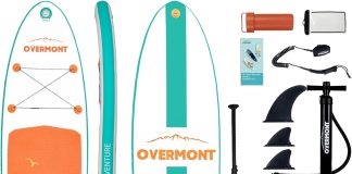 overmont sup inflatable stand up paddleboard non slip lightweight foldable with paddle board accessories including adjus 4